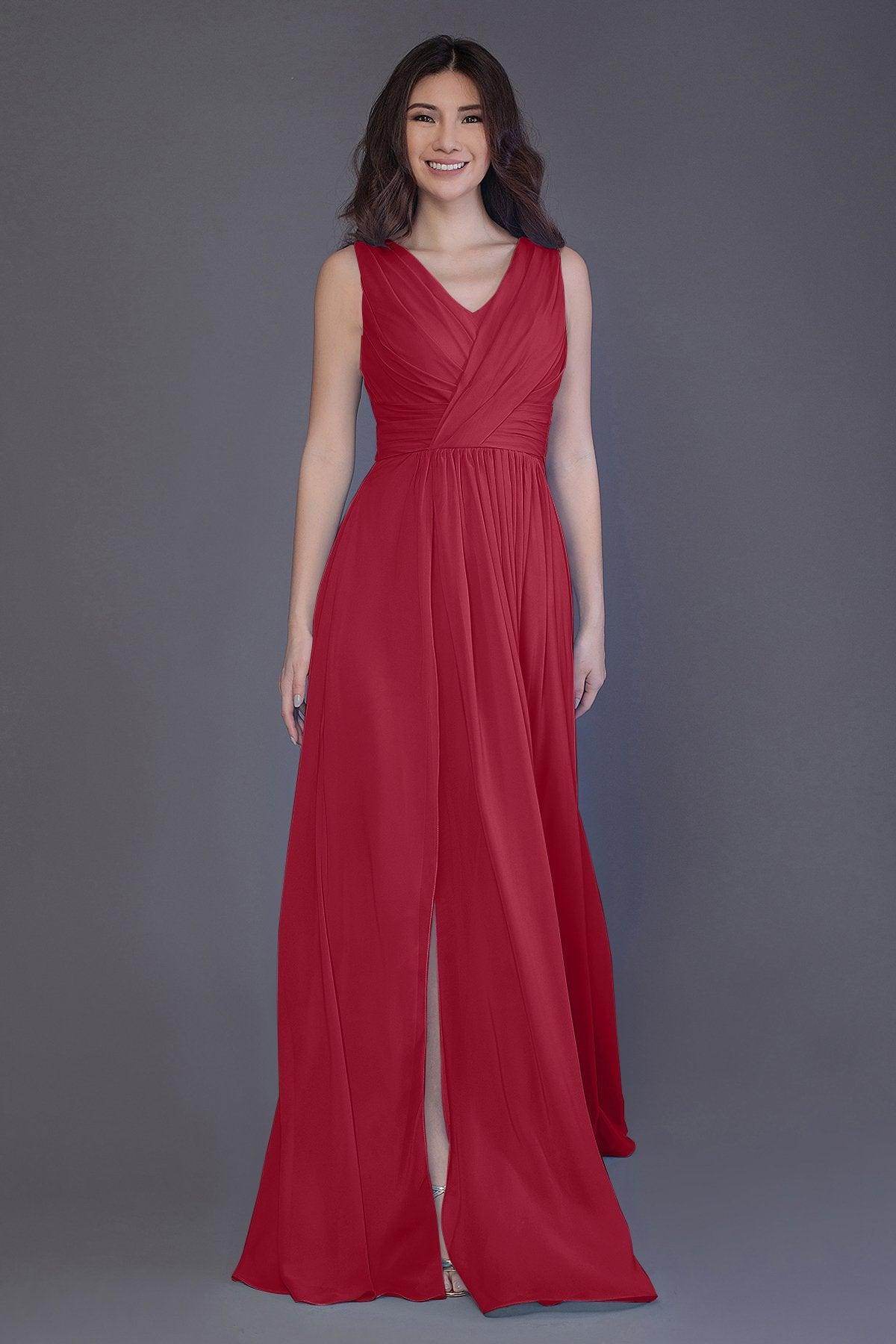 Sheath-Column Floor Length Chiffon Bridesmaid Dress PR3499 - COCOMELODY
